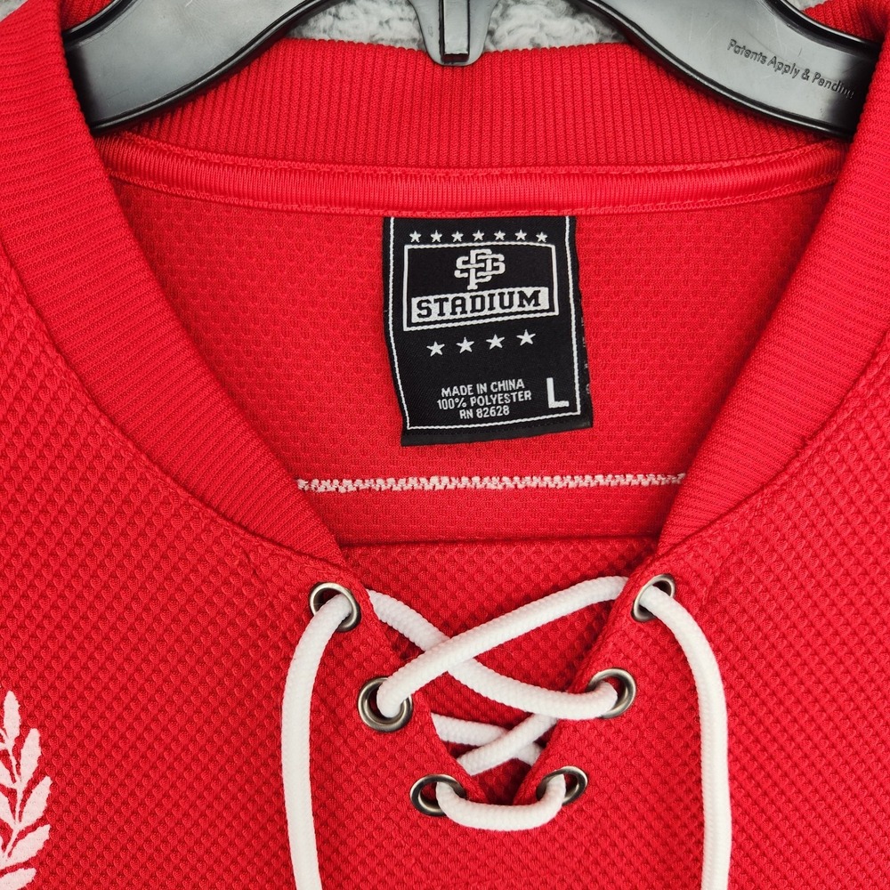 Vintage Stadium South Pole MCMXCI Jersey Mens Size L Hockey Jersey Sweater Red - Picture 3 of 5